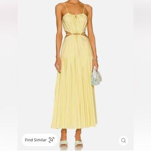 Jonathan Simkhai Rem Pleated Poplin Maxi Dress In Yellow